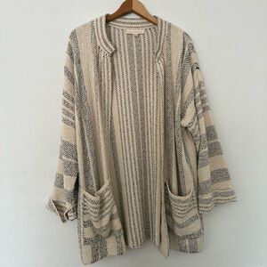 Lovestitch Thick & Heavy Striped Beige and Black Women's Sweater
